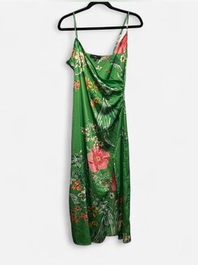 Lulu's Green maxi dress size M Floral Slip boho garden party festival summer